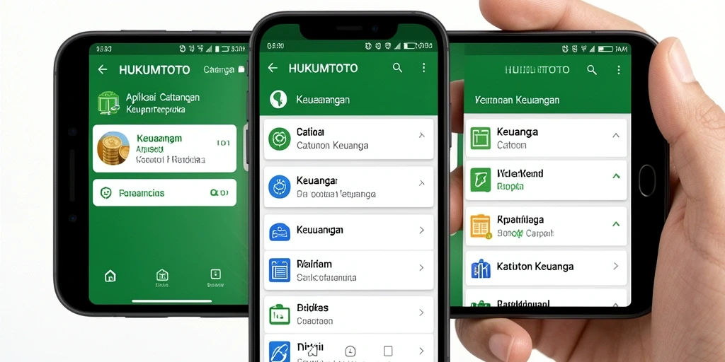 Tampilan antarmuka aplikasi HUKUMTOTO untuk Catatan Keuangan yang ramah pengguna.