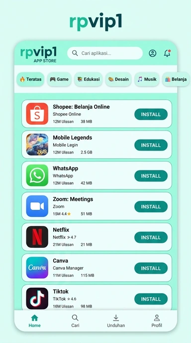 Tampilan katalog aplikasi rpvip1